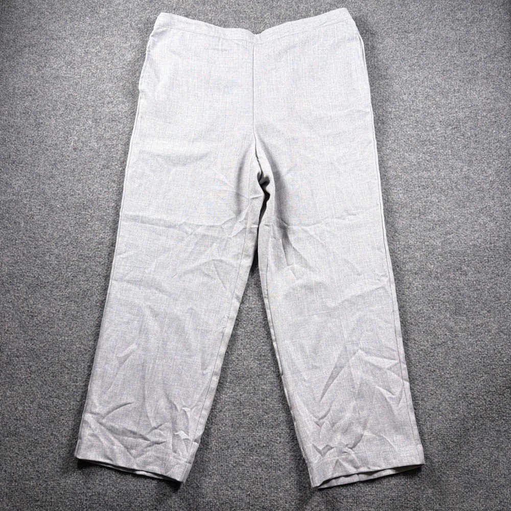 Alfred Dunner Classic Fit Pant Womens 16 Gray Elastic Waist Straight Leg‎ 36x27